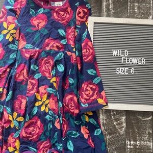 Wildflowers Kids Dress - Navy with Pink and Yellow Floral